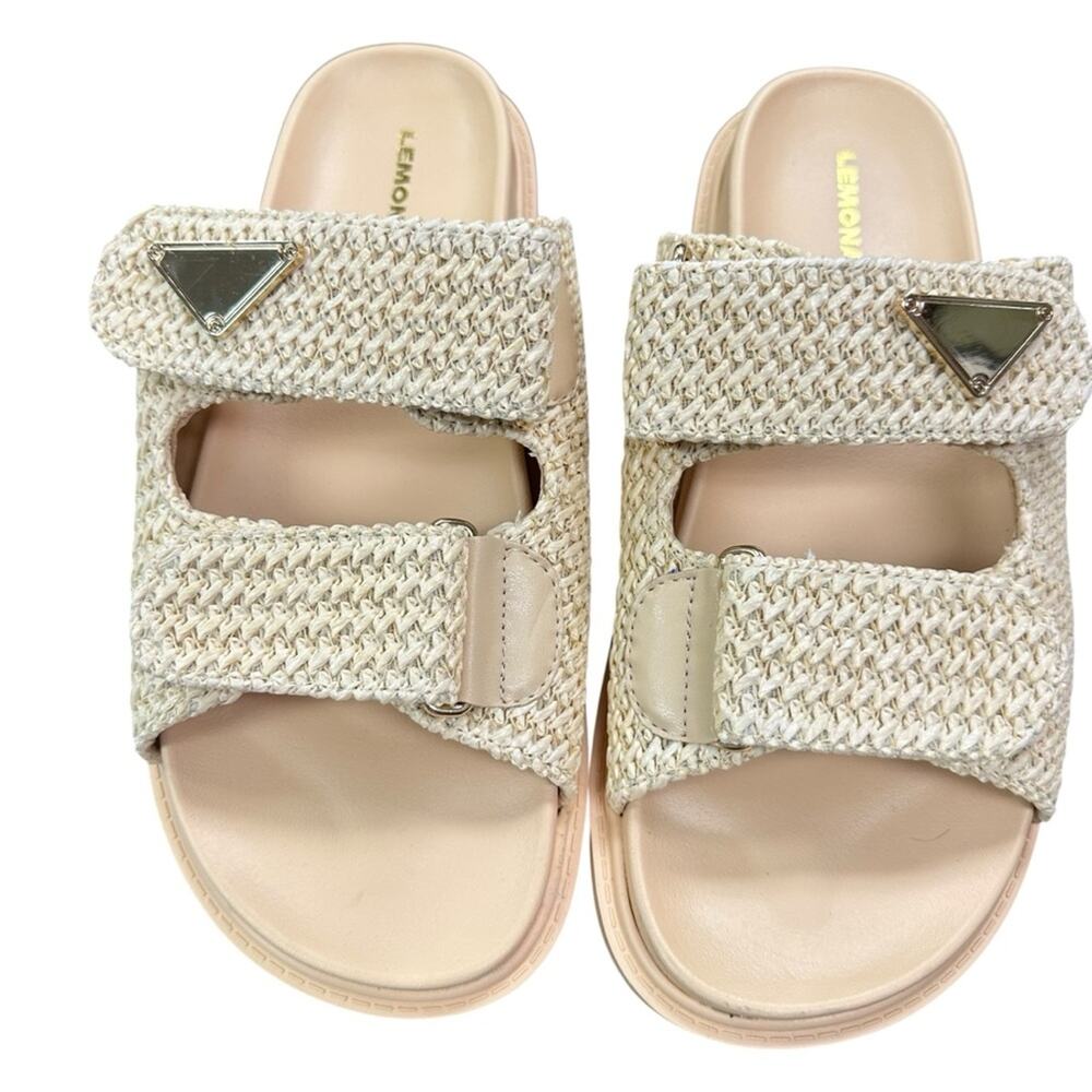 Lemonade Toscany Chic Raffia Slide Sandals Size 8 - Picture 3 of 9